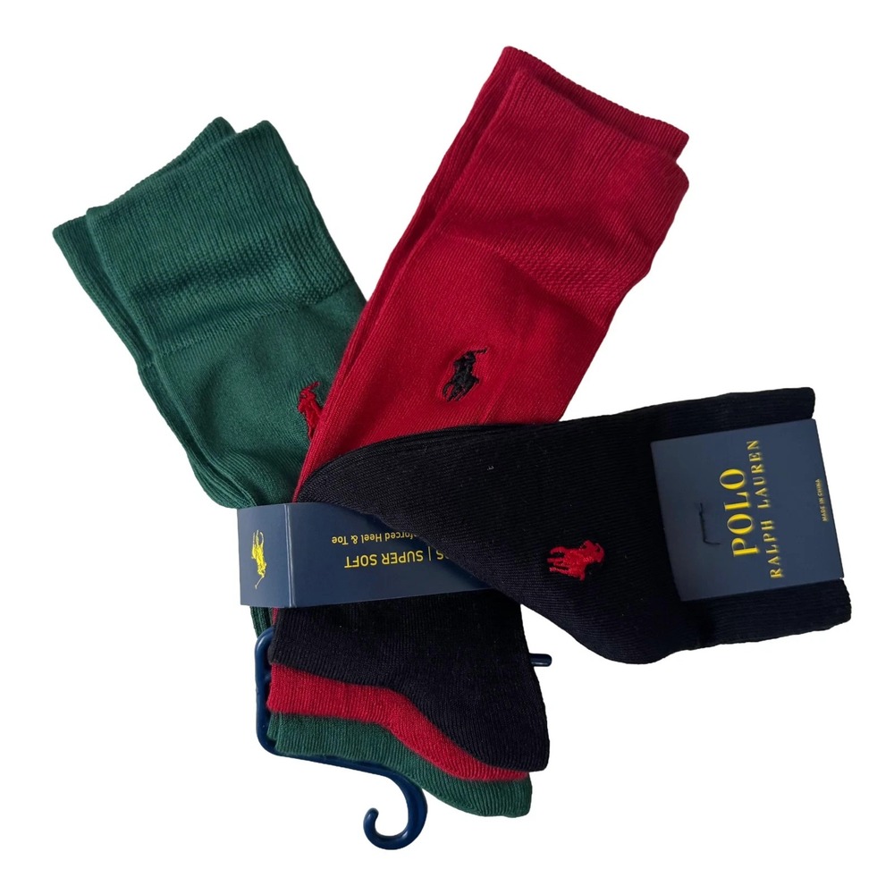 Polo Ralph Lauren 3 Pack Super Soft Trouser Socks Black Red Green Men's 10-13